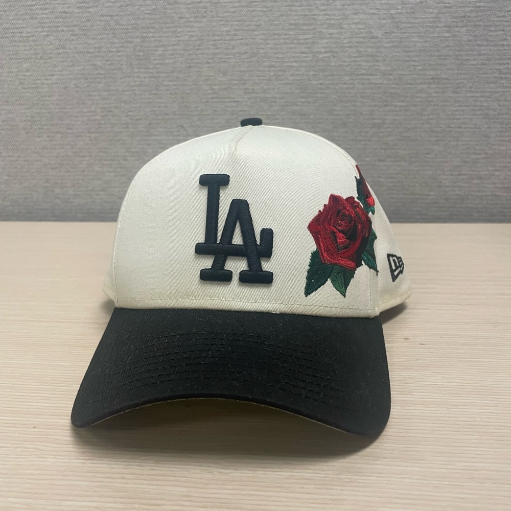 LA Dodgers Cap with Red Rose Embroidery